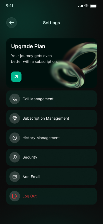 Screenshot of Chatter Buddy Mobile Application's Setting.